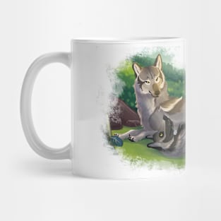 Romantic Wolf Couple in the Forest Mug